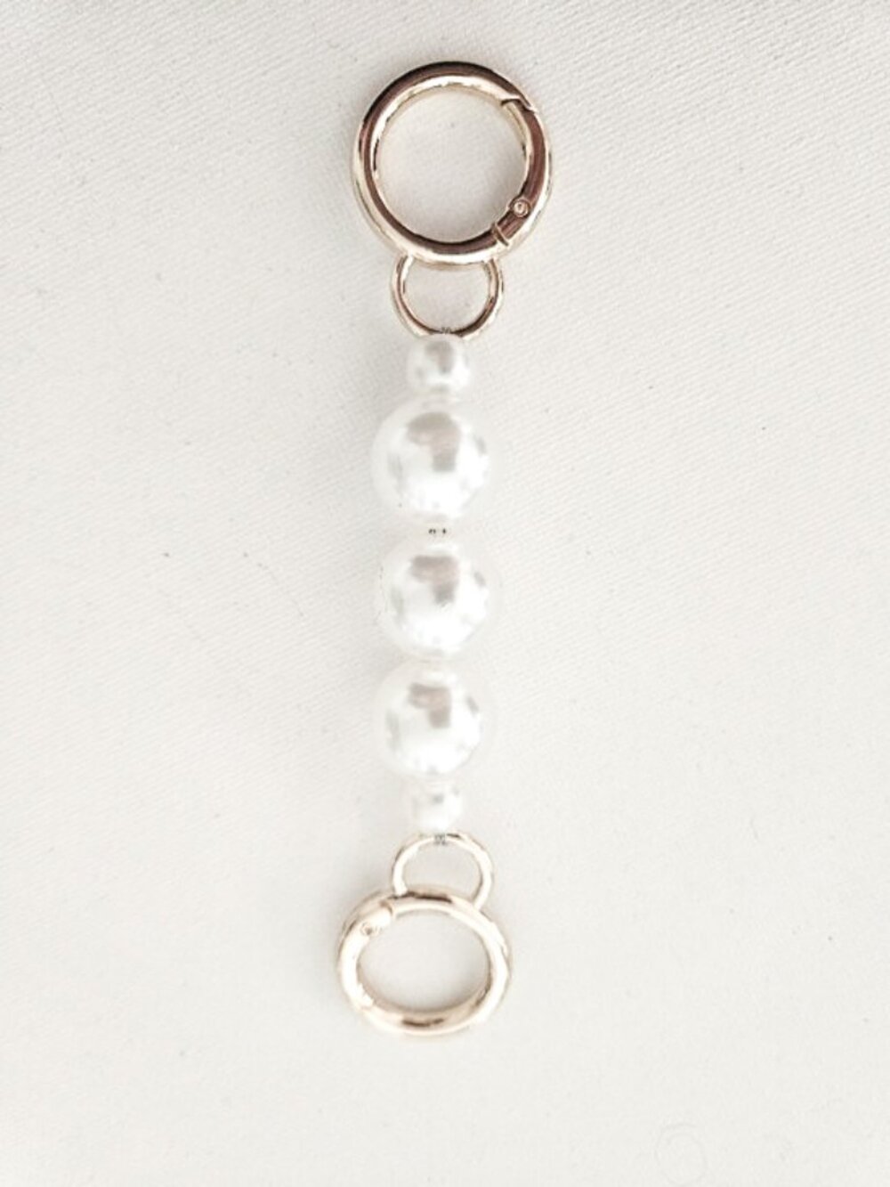 Handbag Purse Chain Handle Strap Crossbody Extender Pearls - Gold Tone/White